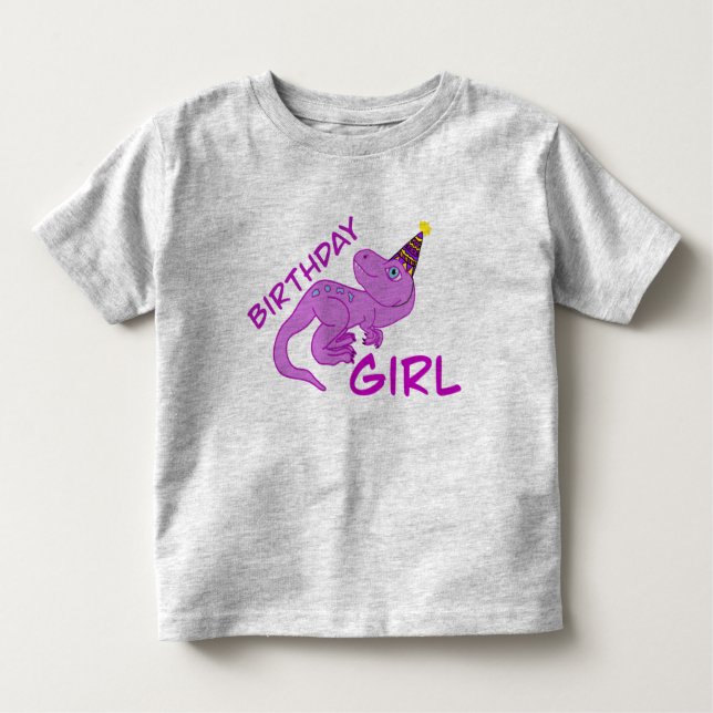 Dinosaurs t-Rex birthday girl toddler shirt (Front)