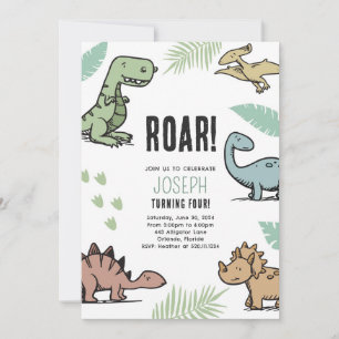 Dinosaurs T-rex Birthday Party Invite