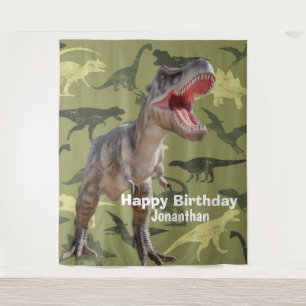 Dinosaurs T Rex pattern Jurassic backdrop Tapestry