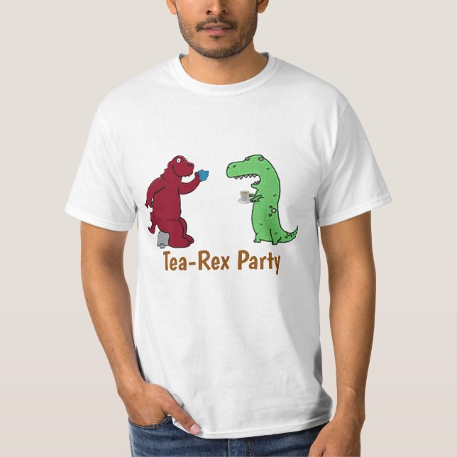 "Dinosaurs Tea Rex Tea Party" Funny T-shirt Design (Front)