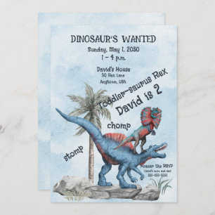 DINOSAUR'S WANTED 2 Year Old Birthday Invitation
