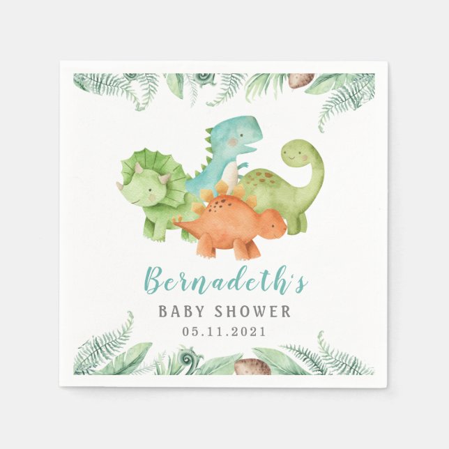 Dinosaurs Wild Baby Shower Napkins (Front)