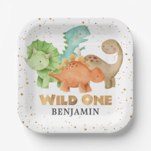 Dinosaurs Wild One Jurassic 1st Birthday Paper Plate