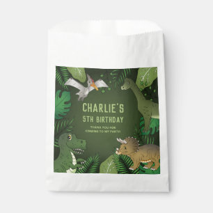 Dinosaurs With Green Plants Thank You Birthday Favour Bags