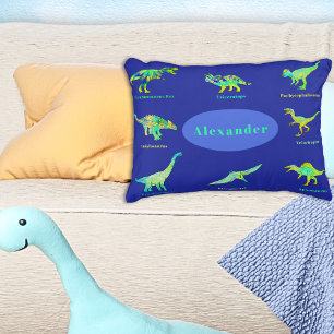 Dinosaurs with names Colorful Blue Pillowcase