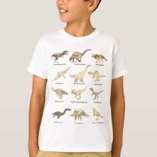 Dinosaurs with names Pattern T-Shirt