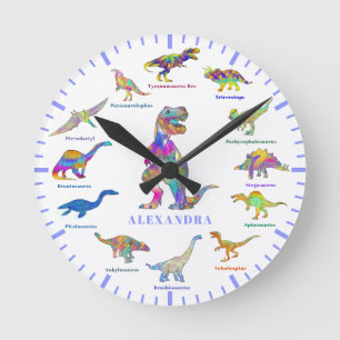 Dinosaurs with names Personalised Round Clock