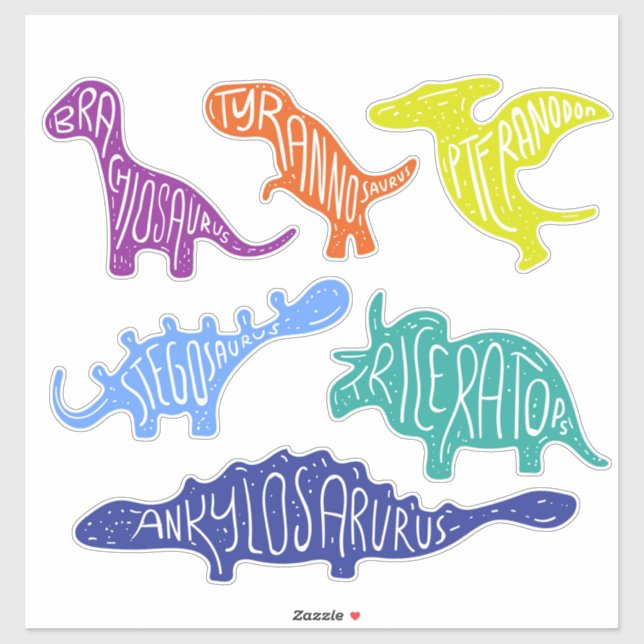 Dinosaurs with Names Sticker (Sheet)