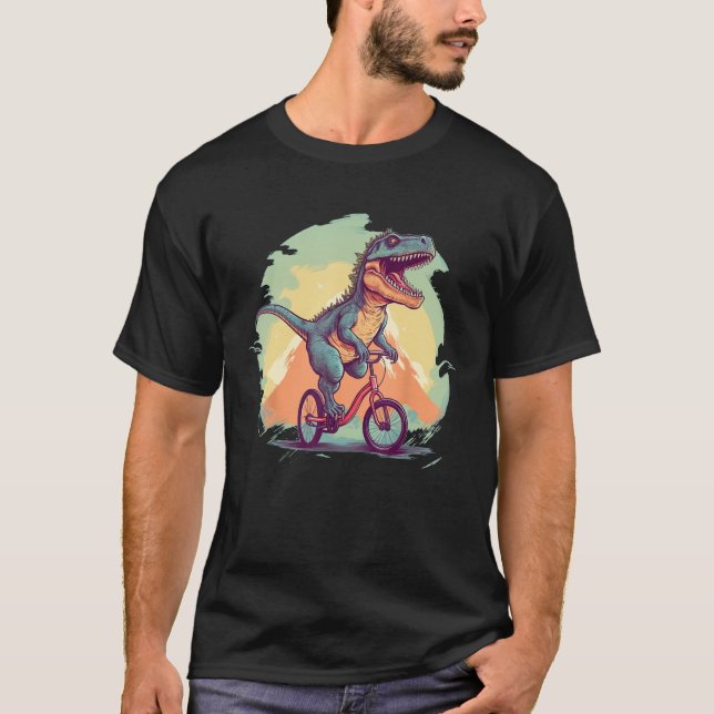 Dinosaurs with Pedal and Wheel for Bike T-Shirt (Front)