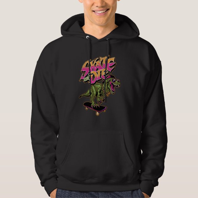 Dinosaurs with Skateboard Hoodie (Front)