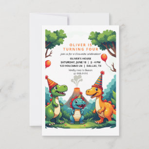 Dinosour Birthday Party Invitation Flat Card