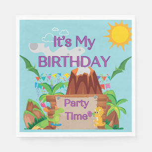 Dinosuar Volcano Boy Birthday Party  Napkin