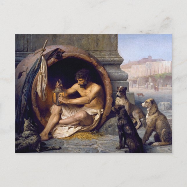 Diogenes Surrounded by Dogs - by Jean Leon Gerome Postcard (Front)