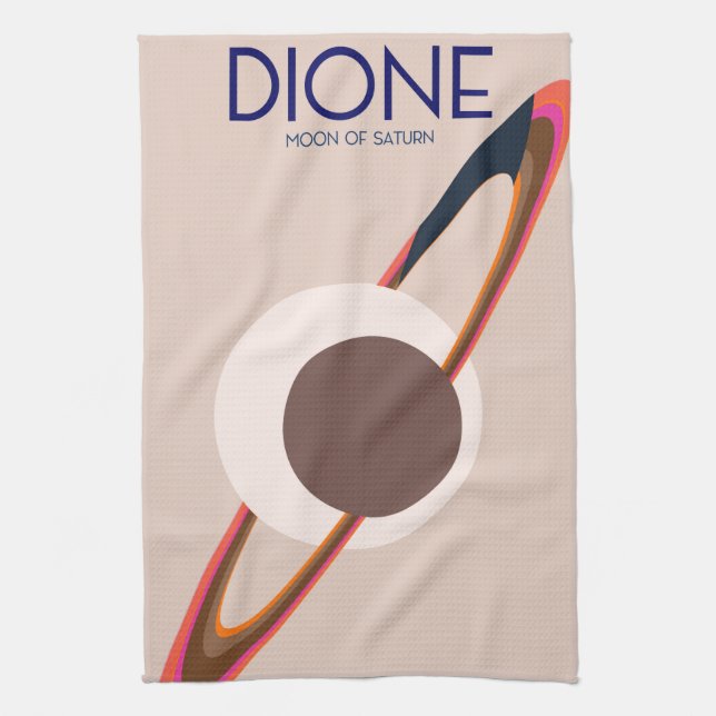 Dione - Moon Of Saturn Space Art Tea Towel (Vertical)