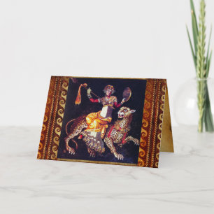 DIONYSOS WITH A SPEAR RIDING LEOPARD Greek Mosaic  Card