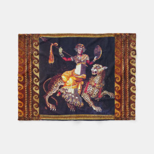 DIONYSOS WITH A SPEAR RIDING LEOPARD Greek Mosaic  Fleece Blanket