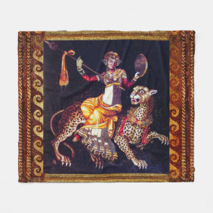 DIONYSOS WITH A SPEAR RIDING LEOPARD Greek Mosaic  Fleece Blanket