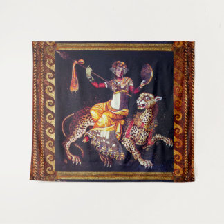 DIONYSOS WITH A SPEAR RIDING LEOPARD Greek Mosaic Tapestry