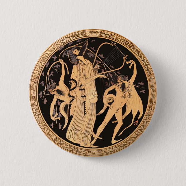 Dionysus and the Satyrs 6 Cm Round Badge (Front)