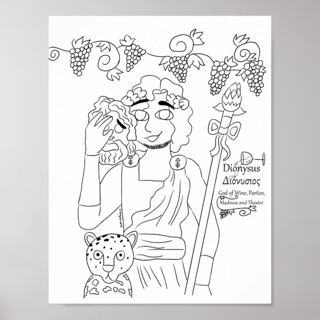 Dionysus Colouring Page Print (Front)