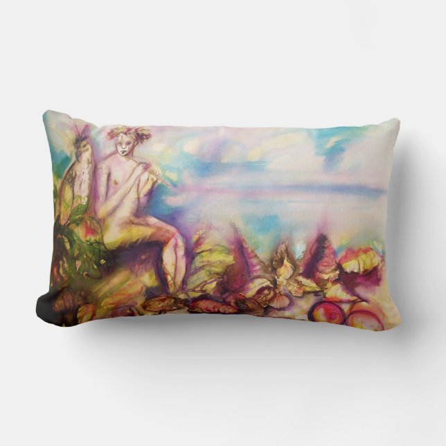 DIONYSUS ,Playing Flute with Sea shells and Fruits Lumbar Cushion (Front)