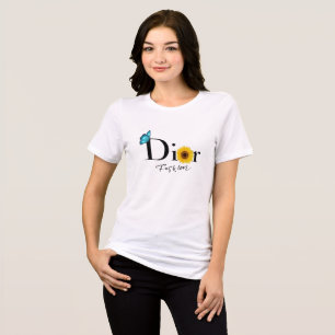 Dior Fashion T-Shirt with Butterfly and Sunflower  Tri-Blend Shirt