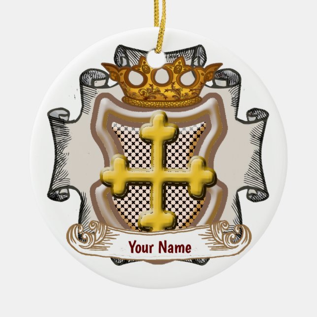 Dios Cross Surname Ceramic Tree Decoration (Front)