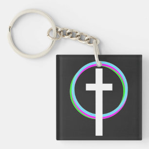 Dios Neon Circular Ring Faith Logo Christian Key Ring