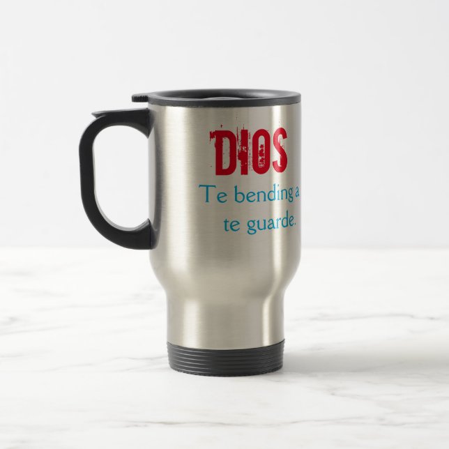 Dios te bendiga y te guarde travel mug (Left)