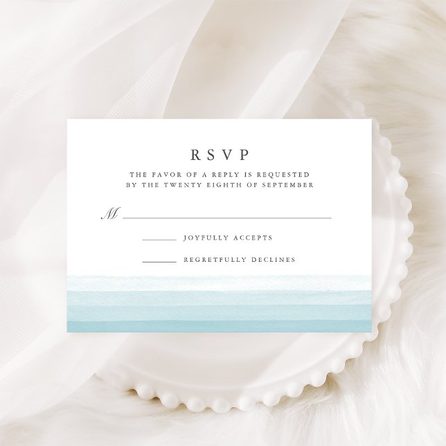 Dip Dye Watercolor RSVP Card | Aqua (Creator Uploaded)