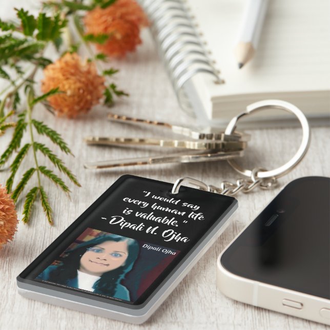 Dipali Ojha (double-sided) keychain by RoseWrites (Front Right)