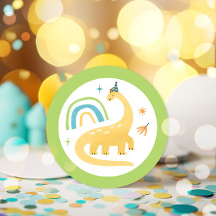 Diplodocus Dinosaur Birthday Party Favors Classic Round Sticker