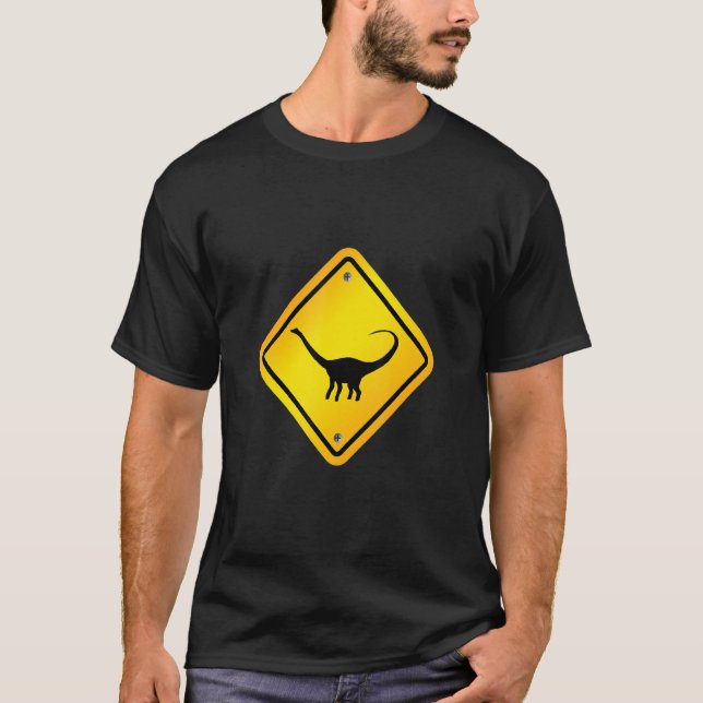 Diplodocus Dinosaur Crossing Design T-Shirt (Front)