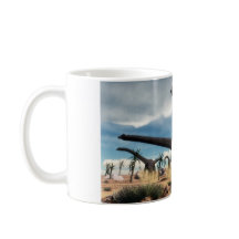 Diplodocus herd in the desert