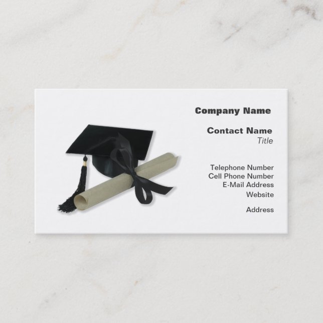 Diploma and Graduation Cap ( Mortar Board ) Calling Card (Front)