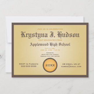 Diploma - Degree Graduation Party Invitation