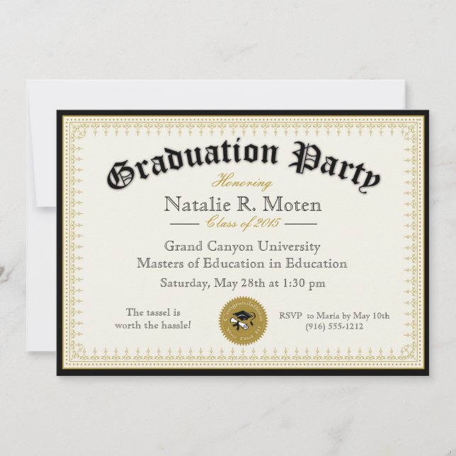 Diploma Graduation Party Invitation (Front)
