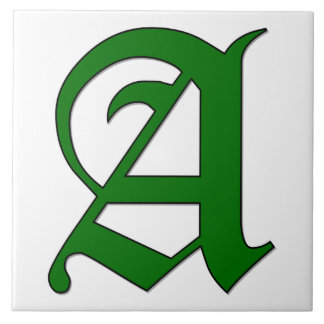 Diploma Letter A in Green Monogram Tile