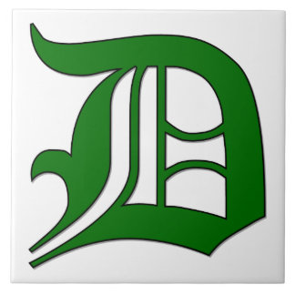 Diploma Letter D in Green Monogram Tile
