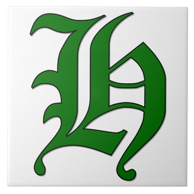 Diploma Letter H in Green Monogram Tile (Front)