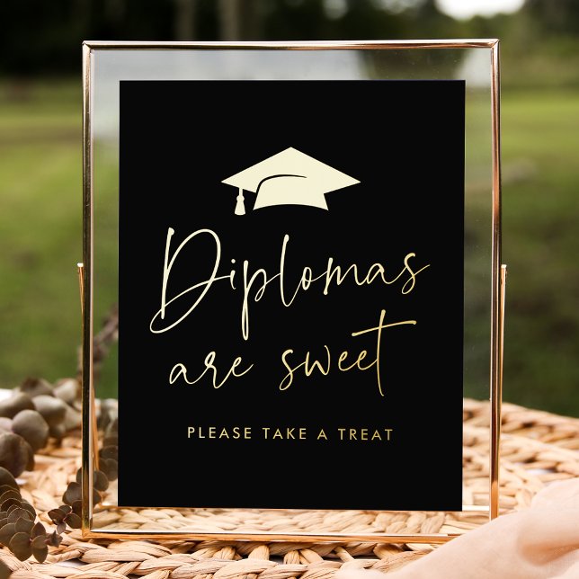 Diplomas Are Sweet Black Graduation Party Foil Prints (Creator Uploaded)