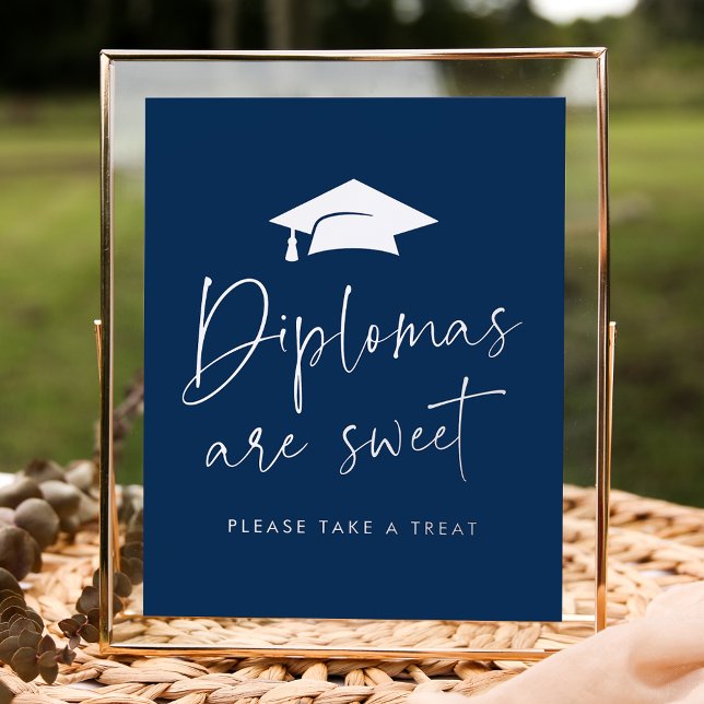 Diplomas Are Sweet Navy Graduation Party Foil Prints (Creator Uploaded)