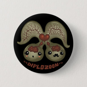 Diplozoon paradoxum 6 cm round badge