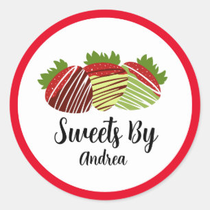 Dipped Chocolate Strawberry Sweets Shop Classic Round Sticker