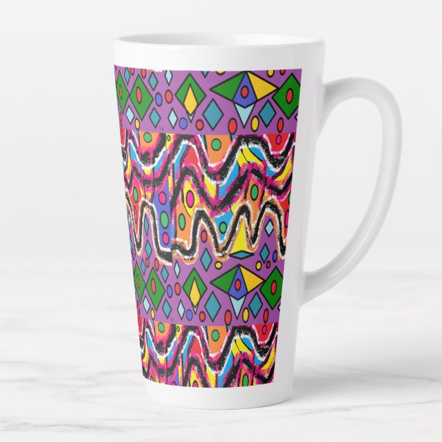 Dippy Hippy Retro painting style Latte Mug (Right)