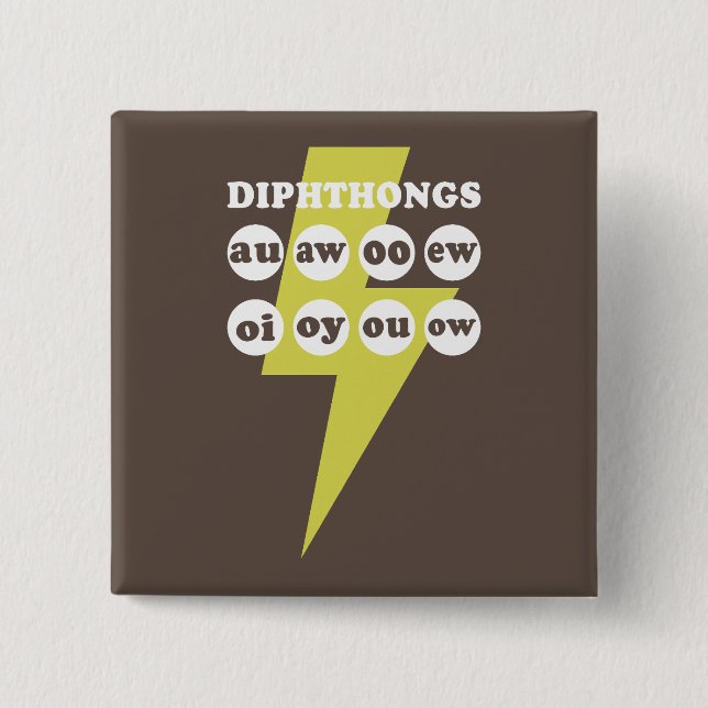 Dipthongs Learning English with phonics 15 Cm Square Badge (Front)