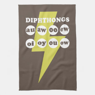 Dipthongs Learning English with phonics Tea Towel