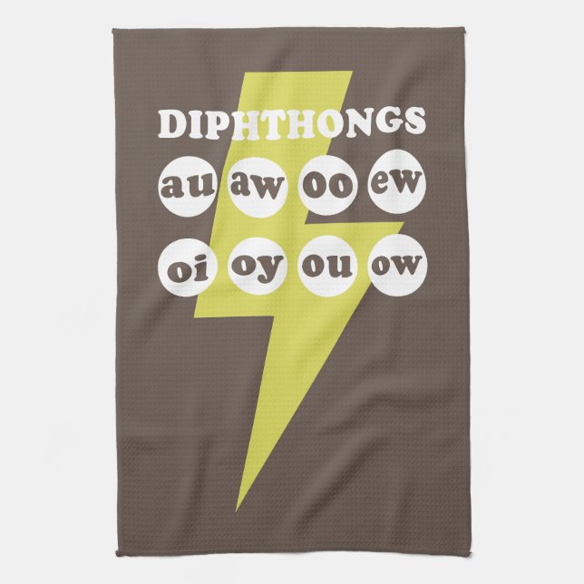 Dipthongs Learning English with phonics Tea Towel (Vertical)