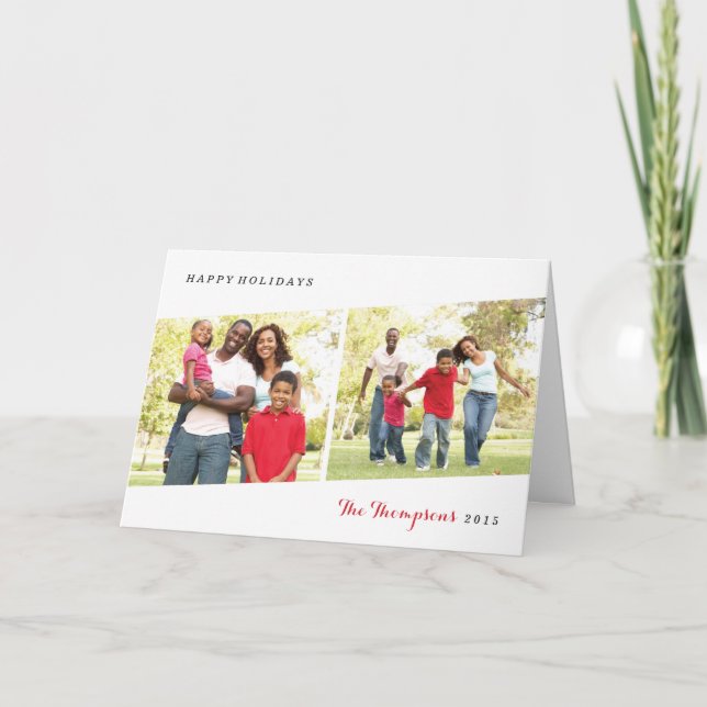 Diptych Holiday Photo Greeting Card - Berry (Front)