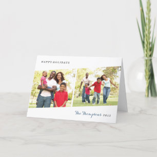 Diptych Holiday Photo Greeting Card - Cobalt
